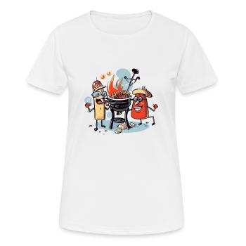 Bili et Bilo au Barbecue - T-shirt respirant Femme - blanc - Devant - AI Model Female 172 dark (172cm)