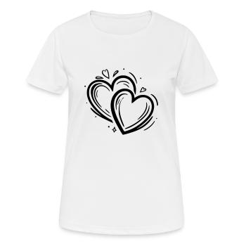 2 Herzen Dekor - Frauen T-Shirt atmungsaktiv - Weiß - Vorne - AI Model Female 172 dark (172cm)