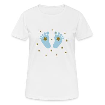 Pieds De Bébé, Étoiles, Empreinte, Maman, Pieds De Bébé - T-shirt respirant Femme - blanc - Devant - AI Model Female 172 dark (172cm)