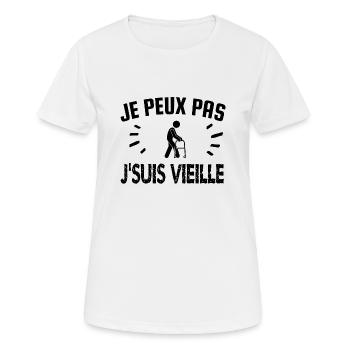 je peux pas je suis vieille - T-shirt respirant Femme - blanc - Devant - AI Model Female 172 dark (172cm)