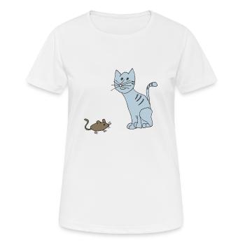 katze und maus - Frauen T-Shirt atmungsaktiv - Weiß - Vorne - AI Model Female 172 dark (172cm)
