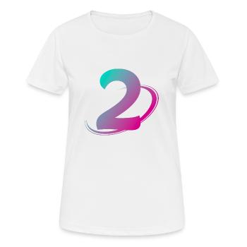 Nummer 2 mehrfarbig - Frauen T-Shirt atmungsaktiv - Weiß - Vorne - AI Model Female 172 dark (172cm)