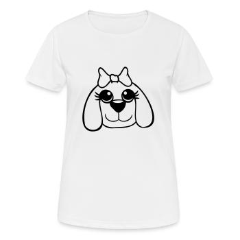 Dog Face Girl Cute Bow Female Woman - Women's Breathable T-Shirt - white - Front - AI Model Female 172 dark (172cm)