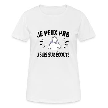 je peux pas je suis sur écoute - T-shirt respirant Femme - blanc - Devant - AI Model Female 172 dark (172cm)