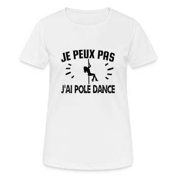 je peux pas j'ai pole dance - T-shirt respirant Femme - blanc - Devant - AI Model Female 172 dark (172cm)