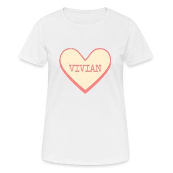 Vivian Nom Prénom Pink Sugar Heart - T-shirt respirant Femme - blanc - Devant - AI Model Female 172 dark (172cm)