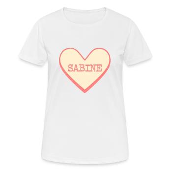 Sabine Nom Prénom Coeur de sucre rose - T-shirt respirant Femme - blanc - Devant - AI Model Female 172 dark (172cm)