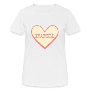 Isabell Nom Prénom Coeur de sucre rose - T-shirt respirant Femme - blanc - Devant - AI Model Female 172 dark (172cm)