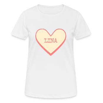 Lina Nom Prénom Pink Sugar Heart - T-shirt respirant Femme - blanc - Devant - AI Model Female 172 dark (172cm)