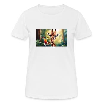 glubschaugen giraffe mit einem cocktail in der - Frauen T-Shirt atmungsaktiv - Weiß - Vorne - AI Model Female 172 dark (172cm)