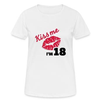 Kiss me 18 Anniversaire - T-shirt respirant Femme - blanc - Devant - AI Model Female 172 dark (172cm)