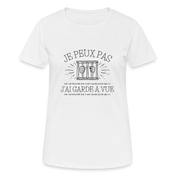 Je peux pas j'ai garde à vue - T-shirt respirant Femme - blanc - Devant - AI Model Female 172 dark (172cm)