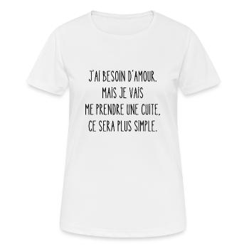 je vais prendre une cuite - T-shirt respirant Femme - blanc - Devant - AI Model Female 172 dark (172cm)