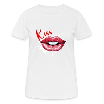 Bouche / Lèvres / Dents / Langue / Sourire / Baiser - T-shirt respirant Femme - blanc - Devant - AI Model Female 172 dark (172cm)