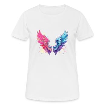 angelwings,engelsflügel,graffiti,malerei,bunt - Frauen T-Shirt atmungsaktiv - Weiß - Vorne - AI Model Female 172 dark (172cm)
