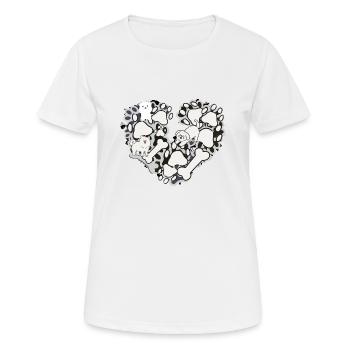Herz,hundepfote, Hunde, Tatze, Knochen - Frauen T-Shirt atmungsaktiv - Weiß - Vorne - AI Model Female 172 dark (172cm)