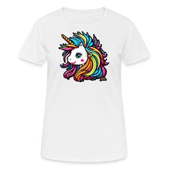 Rainbow Mane Unicorn - 5000 - DIGITAL - Women's Breathable T-Shirt - white - Front - AI Model Female 172 dark (172cm)