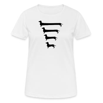 Dackel Dachshund Hunde Tiere Stretch Funny - Frauen T-Shirt atmungsaktiv - Weiß - Vorne - AI Model Female 172 dark (172cm)