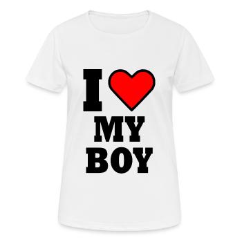 I love my boy - Women's Breathable T-Shirt - white - Front - AI Model Female 172 dark (172cm)