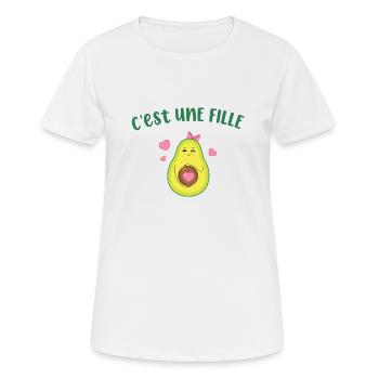 C'est une fille t-shirt annonce grossesse maman - T-shirt respirant Femme - blanc - Devant - AI Model Female 172 dark (172cm)