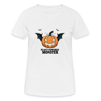 Plant Powered Monster – Halloween Kürbis - Frauen T-Shirt atmungsaktiv - Weiß - Vorne - AI Model Female 172 dark (172cm)