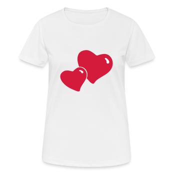 Herz, 2 Herzen, romantisch, Liebe, Valentinstag - Frauen T-Shirt atmungsaktiv - Weiß - Vorne - AI Model Female 172 dark (172cm)