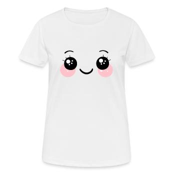 Happy face, smiling, kawaii eyes - Women's Breathable T-Shirt - white - Front - AI Model Female 172 dark (172cm)