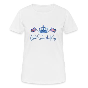 British King Coronation Charles England Flag - Women's Breathable T-Shirt - white - Front - AI Model Female 172 dark (172cm)