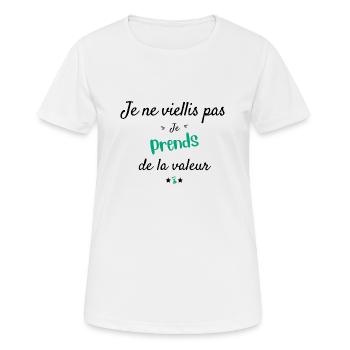 I'm gaining value - Women's Breathable T-Shirt - white - Front - AI Model Female 172 dark (172cm)