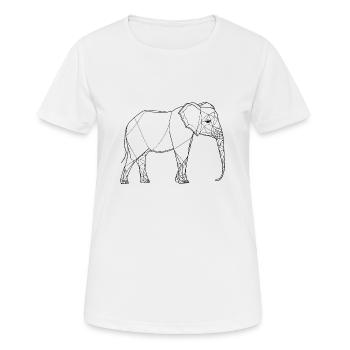 Art au trait fin de l’éléphant - T-shirt respirant Femme - blanc - Devant - AI Model Female 172 dark (172cm)