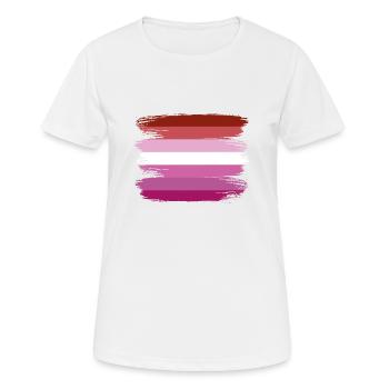 Lesbienne Lesbienne Fierté Drapeau LGBT - T-shirt respirant Femme - blanc - Devant - AI Model Female 172 dark (172cm)