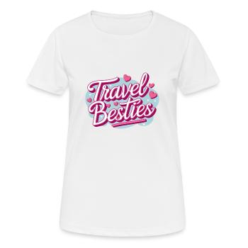 Travel Buddies – Style girly avec des cœurs - T-shirt respirant Femme - blanc - Devant - AI Model Female 172 dark (172cm)