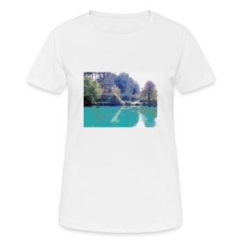 Zeichnung der Provence - Landschaftsbrunnen von Vaucluse - Frauen T-Shirt atmungsaktiv - Weiß - Vorne - AI Model Female 172 dark (172cm)