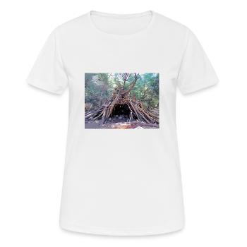 Zeichnung der Provence - Holzhütte im Wald - Frauen T-Shirt atmungsaktiv - Weiß - Vorne - AI Model Female 172 dark (172cm)
