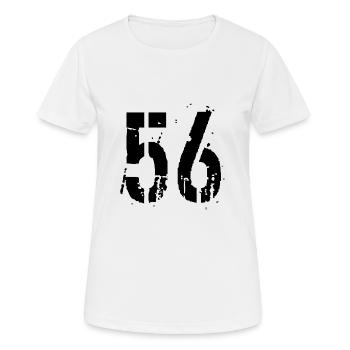 Nummer 56 - Frauen T-Shirt atmungsaktiv - Weiß - Vorne - AI Model Female 172 dark (172cm)