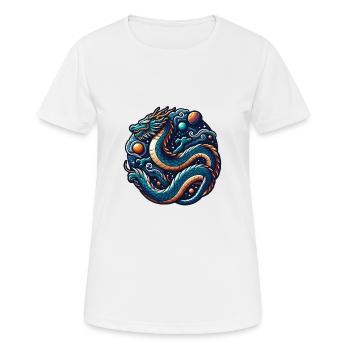 Dragon cosmique et orbes planétaires - T-shirt respirant Femme - blanc - Devant - AI Model Female 172 dark (172cm)