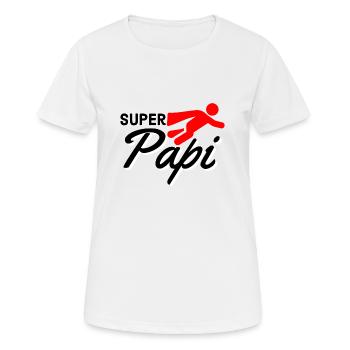 Super Papi Text mit Figur flieger rot Geschenkidee - Frauen T-Shirt atmungsaktiv - Weiß - Vorne - AI Model Female 172 dark (172cm)