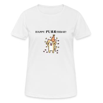 Cat Happy Birthday Birthday Gift Idea - Women's Breathable T-Shirt - white - Front - AI Model Female 172 dark (172cm)