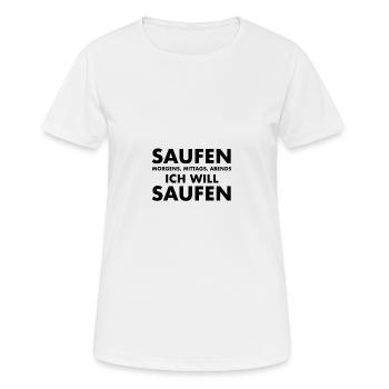 Saufen - Frauen T-Shirt atmungsaktiv - Weiß - Vorne - AI Model Female 172 dark (172cm)