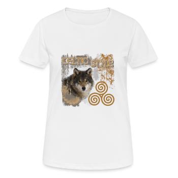 celts 9 with wolf and triskele - Women's Breathable T-Shirt - white - Front - AI Model Female 172 dark (172cm)