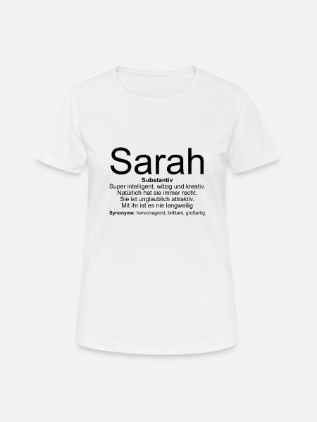 Name Definition Sarah - Frauen T-Shirt atmungsaktiv - Weiß