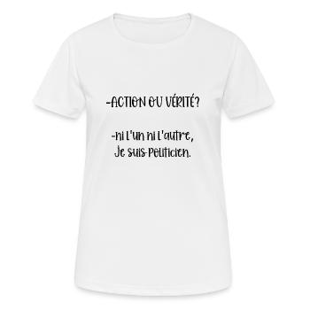 action ou vérité - T-shirt respirant Femme - blanc - Devant - AI Model Female 172 dark (172cm)