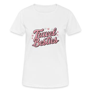 Travel Buddies – Style girly avec des cœurs - T-shirt respirant Femme - blanc - Devant - AI Model Female 172 dark (172cm)