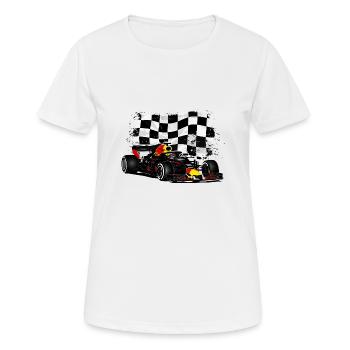 Racecar - Racing car - Racing flag - Frauen T-Shirt atmungsaktiv - Weiß - Vorne - AI Model Female 172 dark (172cm)