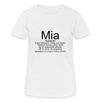 Name Definition Mia - Frauen T-Shirt atmungsaktiv - Weiß - Vorne - AI Model Female 172 dark (172cm)