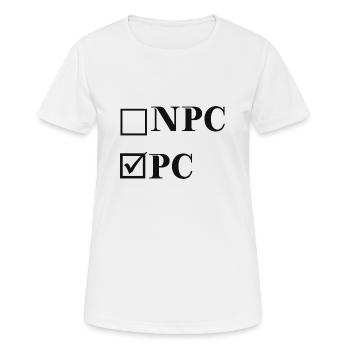 NPC vs PC - witzige Geschenkidee - Gaming lustig - Frauen T-Shirt atmungsaktiv - Weiß - Vorne - AI Model Female 172 dark (172cm)