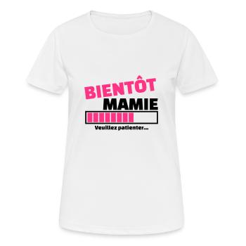 bientôt mamie - T-shirt respirant Femme - blanc - Devant - AI Model Female 172 dark (172cm)