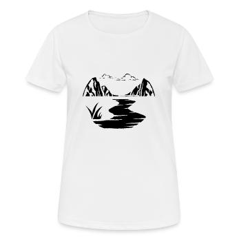 Berge Fluss Umriss - Frauen T-Shirt atmungsaktiv - Weiß - Vorne - AI Model Female 172 dark (172cm)