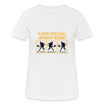Playing pickleball improves memory - Women's Breathable T-Shirt - white - Front - AI Model Female 172 dark (172cm)