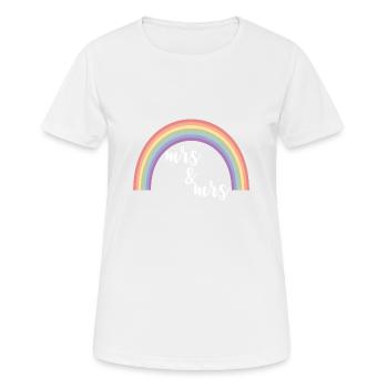 Rainbow Stripes Mrs and Mrs - Women's Breathable T-Shirt - white - Front - AI Model Female 172 dark (172cm)